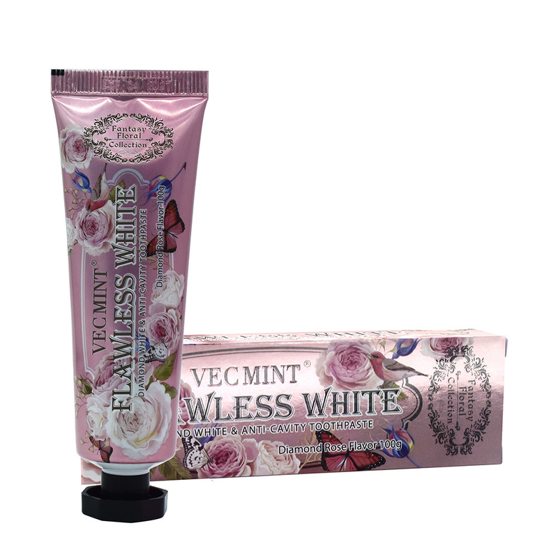 VECMINT গোলাপী দাঁতের প্যাস্ট 100g দাঁতের প্যাস্ট স্বাস্থ্যকর দাঁতের জন্য বিলাসবহুল ফুলের সংগ্রহ গরম বিক্রয় কারখানা সরাসরি ডেলিভারি