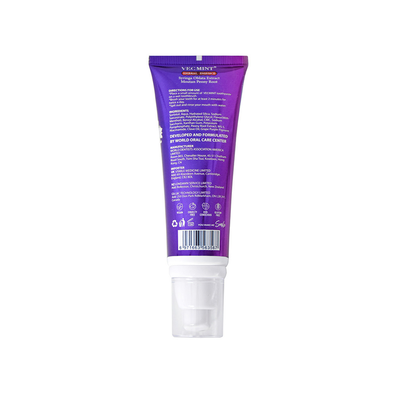 VECMINT 100ml Herbal Essence Toothpaste - with Sophora Flavescens Extract & Malva Verticillata - Niacinamide Whitening Formula - Sophora Flavescens Extract & Malva Verticillata - নিয়াসিনামাইড হোয়াইটিং ফর্মুলা সহ ভেক্সিমিন্ট 100 মিলি হার্বাল এসেন্স টুথপেস্ট