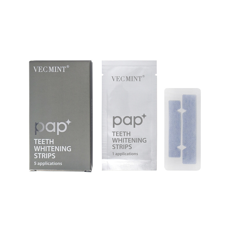 VECMINT pap* অ্যাডভান্সড টুথ হোয়াইটিং স্ট্রিপস - ৫টি অ্যাপ্লিকেশনের প্যাক দীর্ঘস্থায়ী সাদা হাসি।