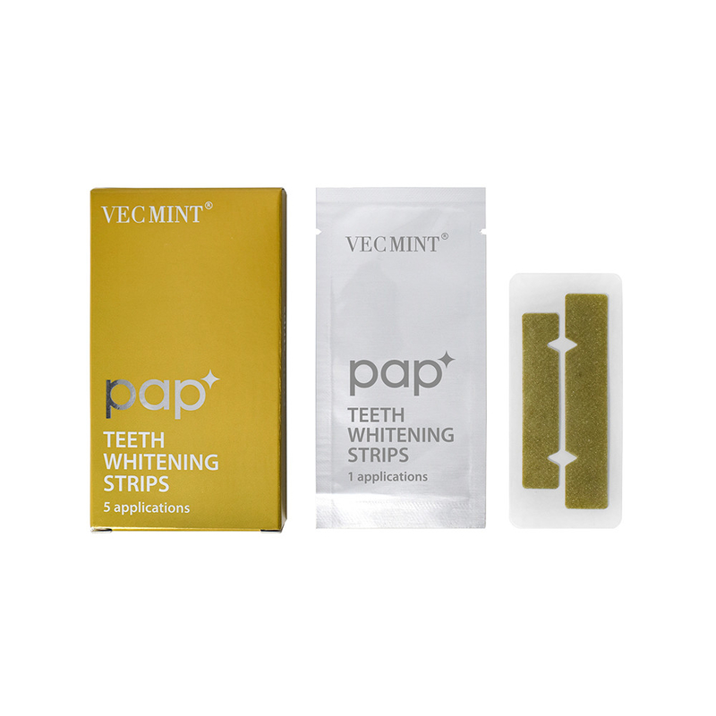 VECMINT pap* অ্যাডভান্সড টুথ হোয়াইটিং স্ট্রিপস - ৫টি অ্যাপ্লিকেশনের প্যাক দীর্ঘস্থায়ী সাদা হাসি।