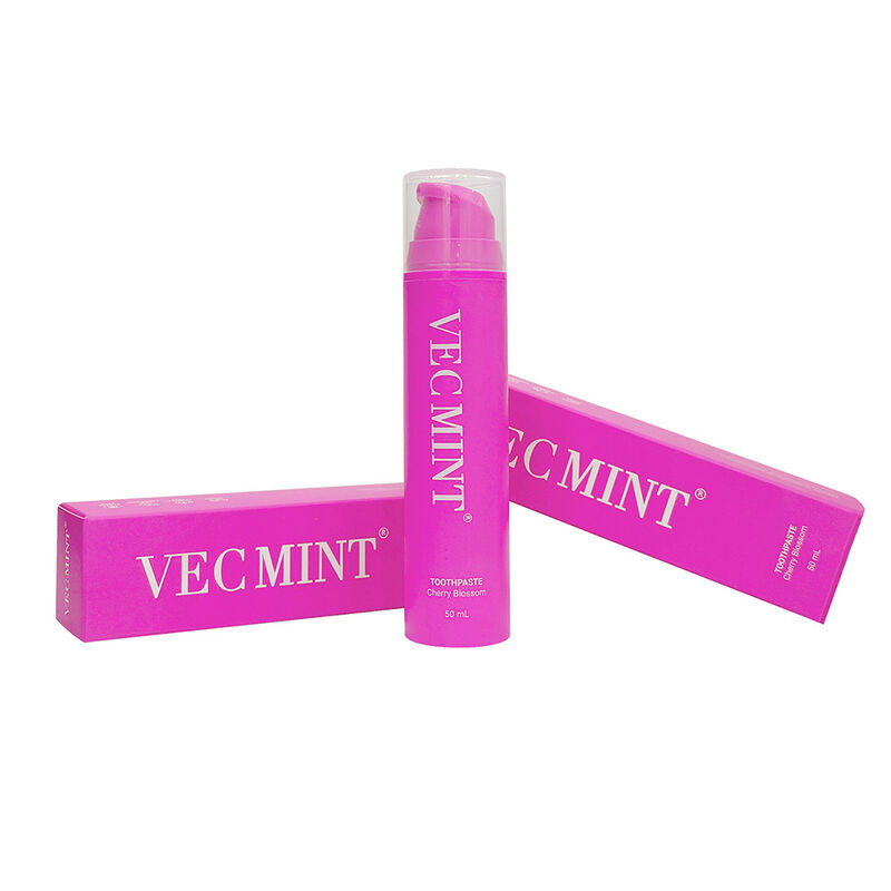 VECMINT চেরি ব্লসম টুথপেস্ট 50mL - পাম্প বোতল ডিজাইন ফ্লোরাইড মুক্ত মৌখিক যত্ন প্যাস্ট নরম দাঁত পরিষ্কার & তাজা শ্বাস জন্য
