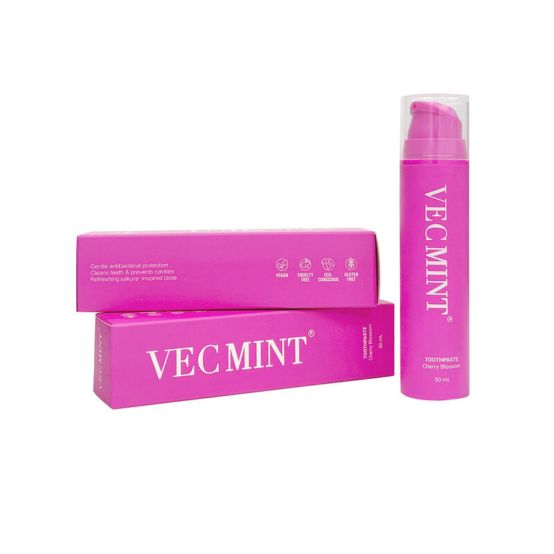 VECMINT চেরি ব্লসম টুথপেস্ট 50mL - পাম্প বোতল ডিজাইন ফ্লোরাইড মুক্ত মৌখিক যত্ন প্যাস্ট নরম দাঁত পরিষ্কার & তাজা শ্বাস জন্য